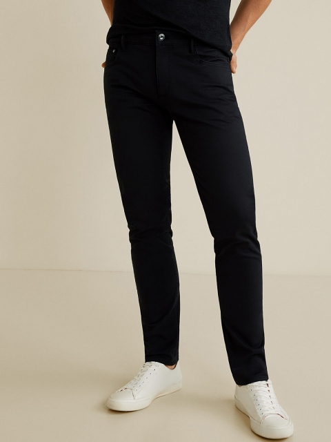 

MANGO MAN Black Pisa Slim Fit Solid Regular Trousers