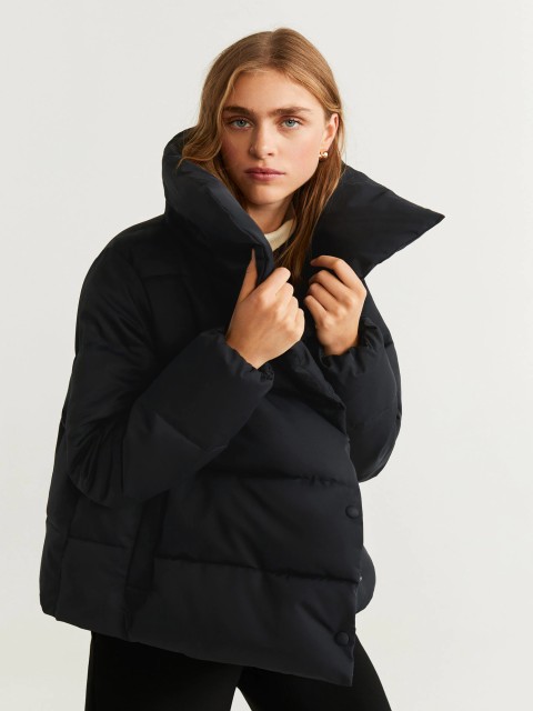 

MANGO Women Black Solid Water Resistant Padded Jacket