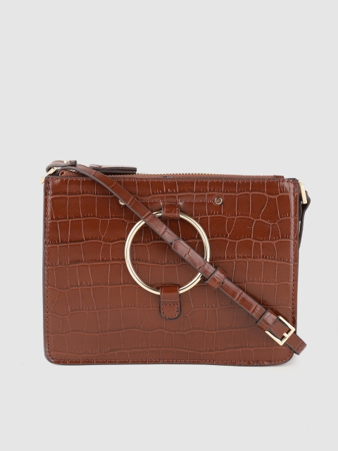 

MANGO Brown Croc Pattern Sling Bag