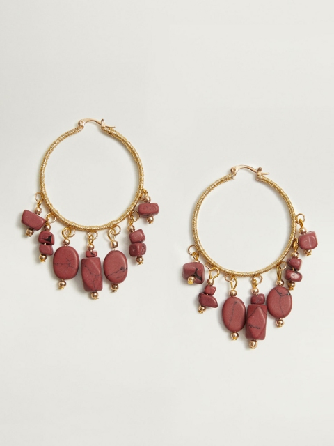 

MANGO Women Gold & Rust Circular Hoop Earrings