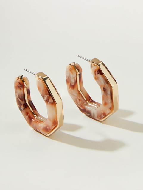 

MANGO Brown & Beige Circular Half Hoop Earrings