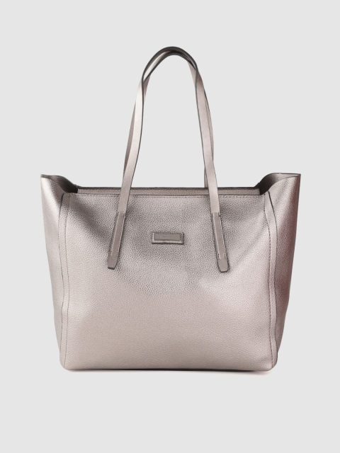 

MANGO Gunmetal-Toned Solid Shoulder Bag, Metallic