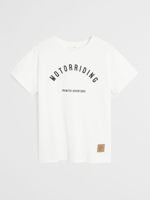 

Mango Kids Boys White Printed Round Neck T-shirt
