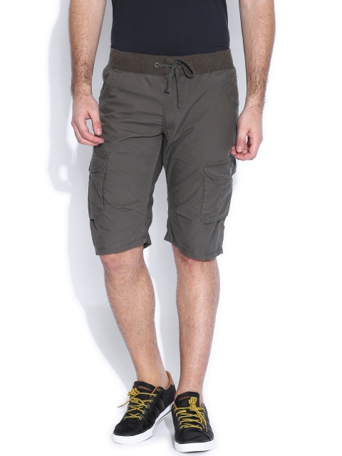 

Flying Machine Olive Green Relaxed Cargo Shorts