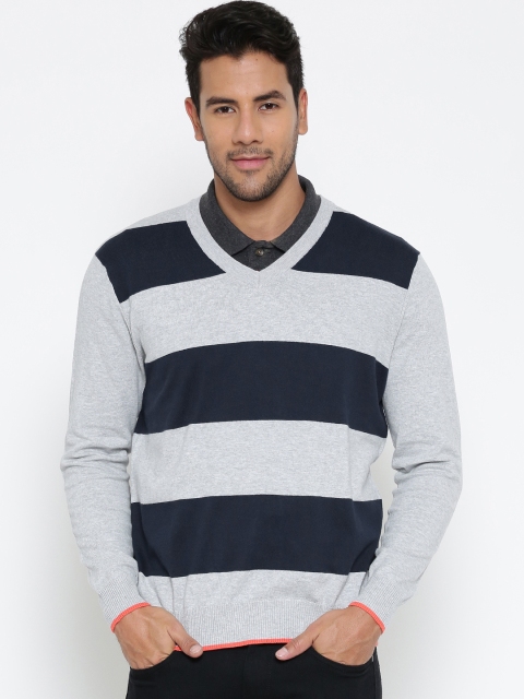 

Flying Machine Navy & Grey Striped Sweater, Navy blue