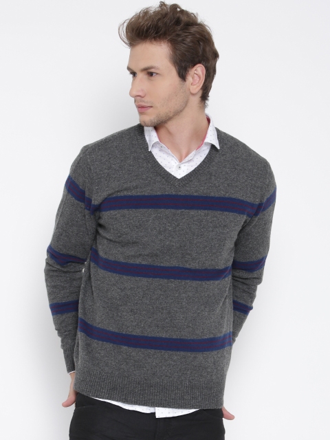 

Flying Machine Grey & Blue Striped Wool Sweater