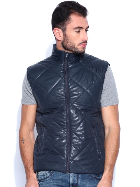 

Flying Machine Navy Sleeveless Quilted Jacket, Navy blue