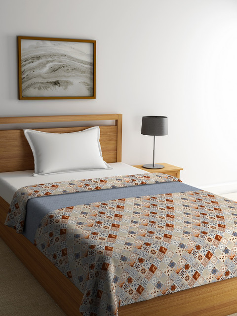 

Portico New York Blue Ethnic Motifs AC Room 210 GSM Reversible Single Bed Blanket