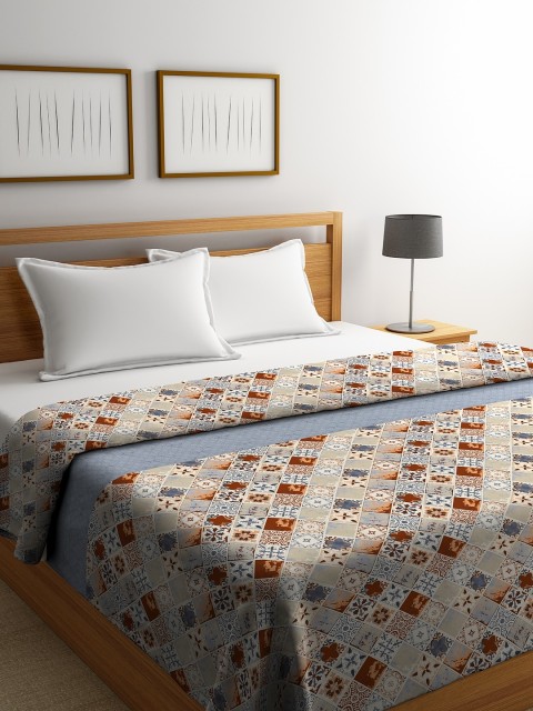 

Portico New York Blue & Beige Ethnic Motifs AC Room 210 GSM Reversible Double Bed Blanket