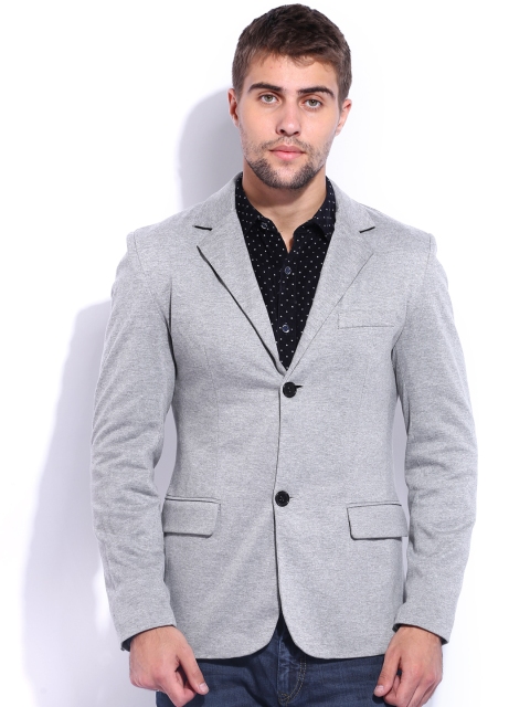 

Flying Machine Grey Melange Single-Breasted Blazer
