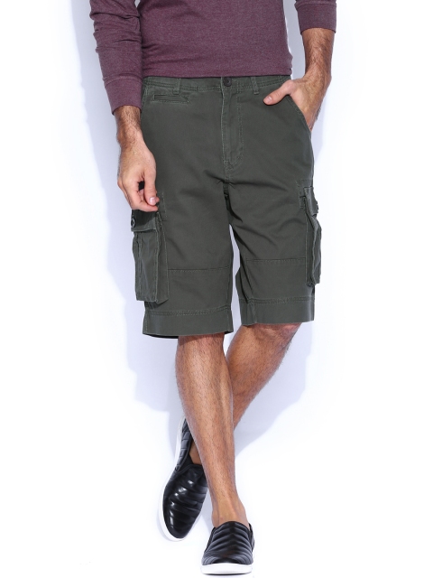 

Flying Machine Olive Green Cargo Shorts