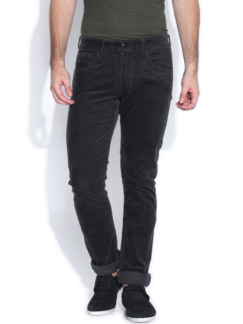 

Flying Machine Charcoal Grey Slim Corduroy Trousers