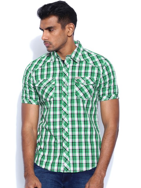 

Flying Machine Green & White Checked Casual Shirt