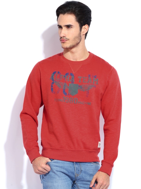 

Flying Machine Coral Red Printed Sweatshirt