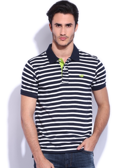 

Flying Machine Navy & White Striped Polo T-shirt, Navy blue