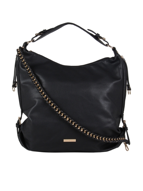 

Addons Black Solid Hobo Bag