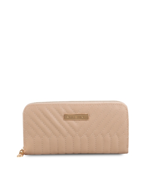 

Addons Women Beige Solid Zip Around Wallet