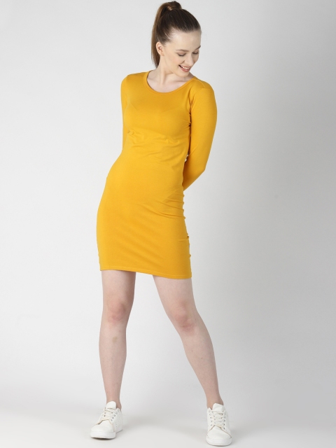 

Blue Saint Women Solid Yellow Bodycon Dress
