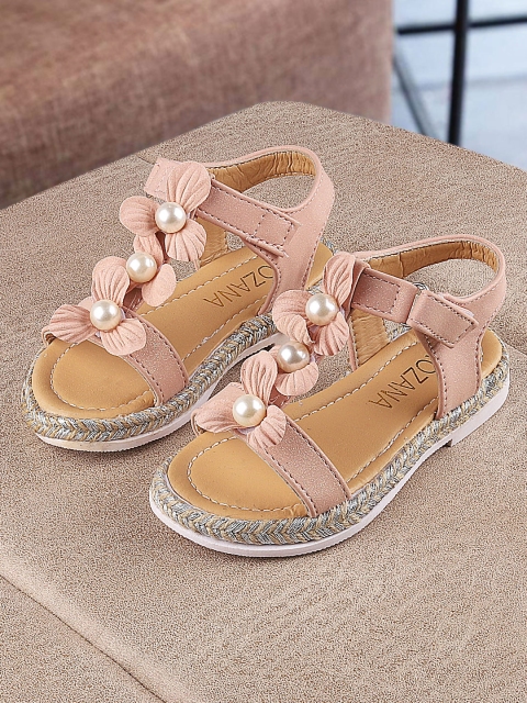 

Walktrendy Girls Pink Embellished Open Toe Flats