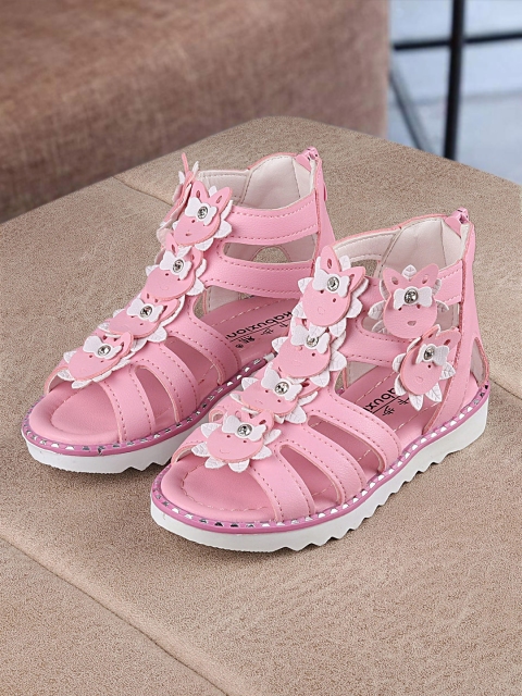 

Walktrendy Girls Pink Textured Gladiators