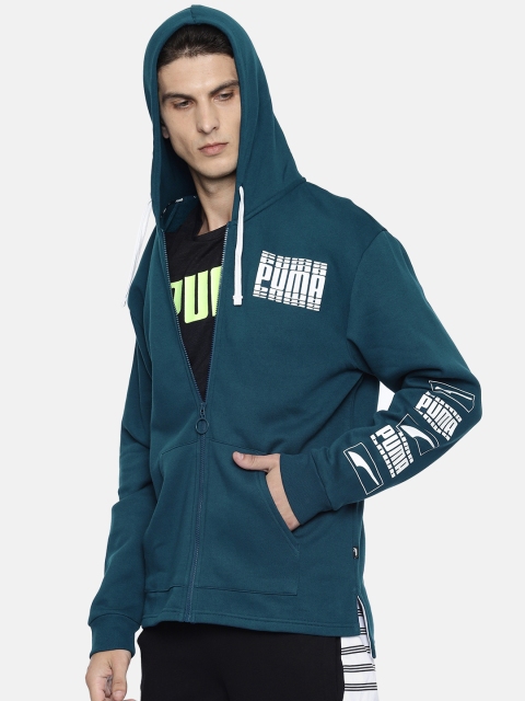 

Puma Men Teal Blue Solid Rebel Bold FZ Hoody FL Track Sweatshirt