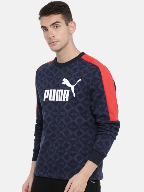 

Puma Men Navy Blue Logo AOP Pack Crew FL Printed Sweatshirt