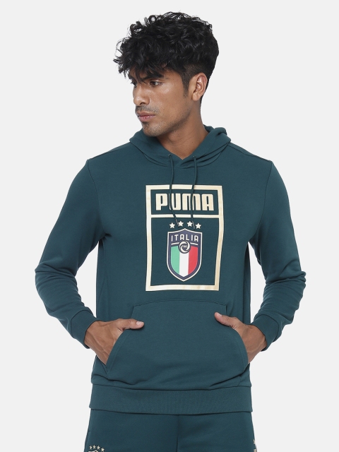 

Puma Men Green Printed Hooded Sweatshirt