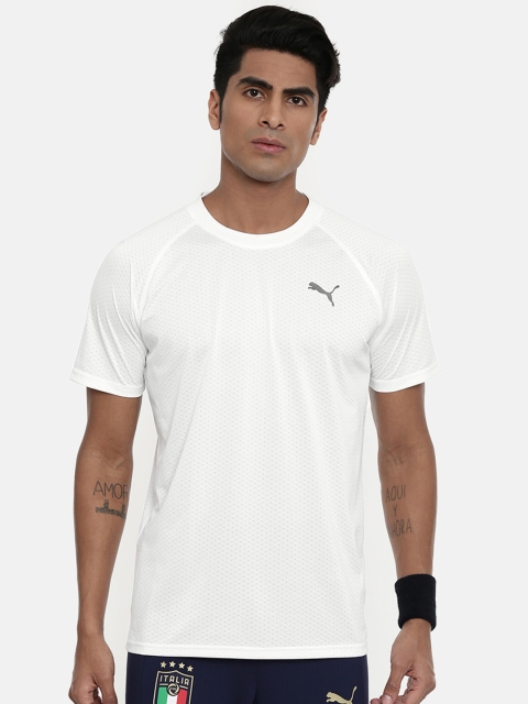 

Puma Men White Self Design SS Tech DryCell Round Neck Training T-shirt