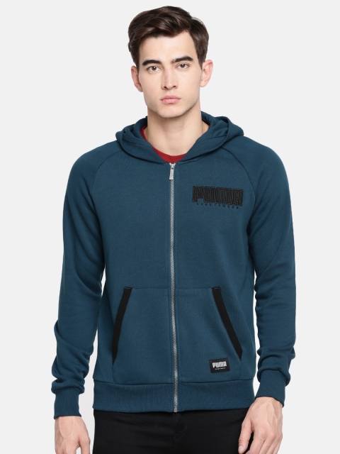 

Puma Men Teal Blue Solid Athletics FZ Hoody FL Sweatshirt