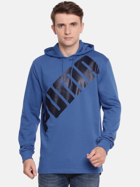 

Puma Men Blue Printed Hooded Sweatshirt