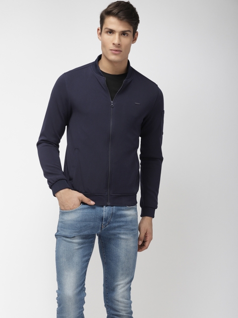 

Flying Machine Men Navy Blue Solid Bomber Jacket