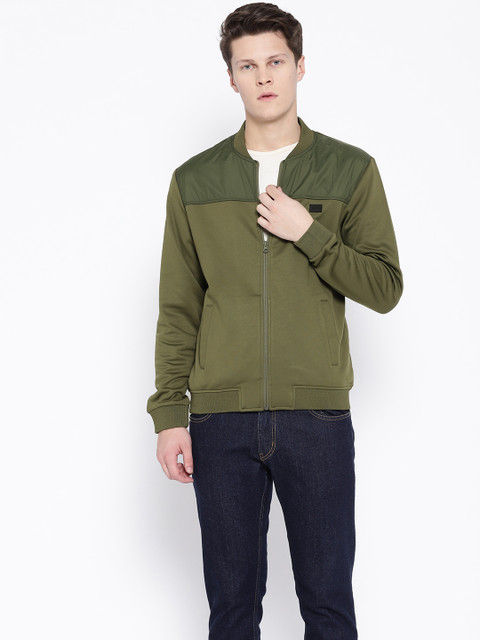 

Flying Machine Men Olive Green Solid Jacket