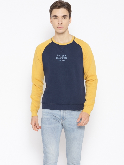 

Flying Machine Men Navy Blue Printed Sweatshirt