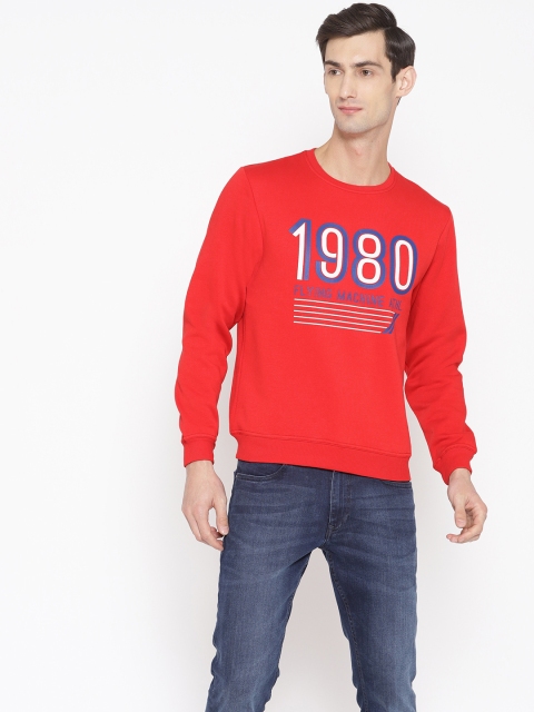 Men Red Printed Sweatshirt