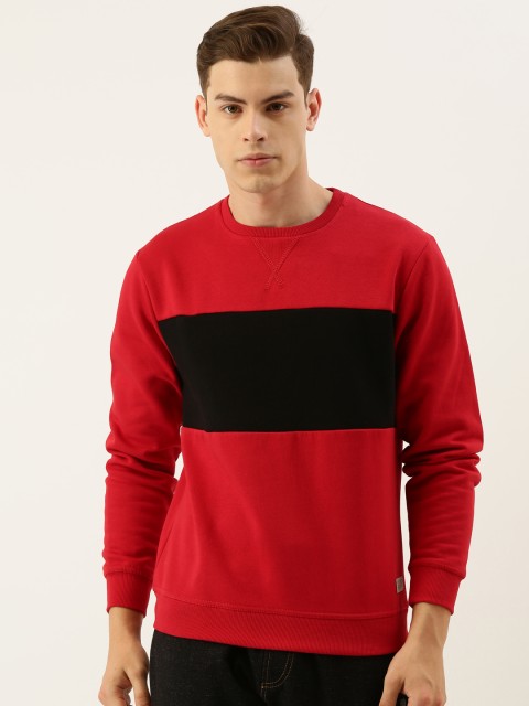 

Flying Machine Men Red & Black Colourblocked Pullover Sweatshirt