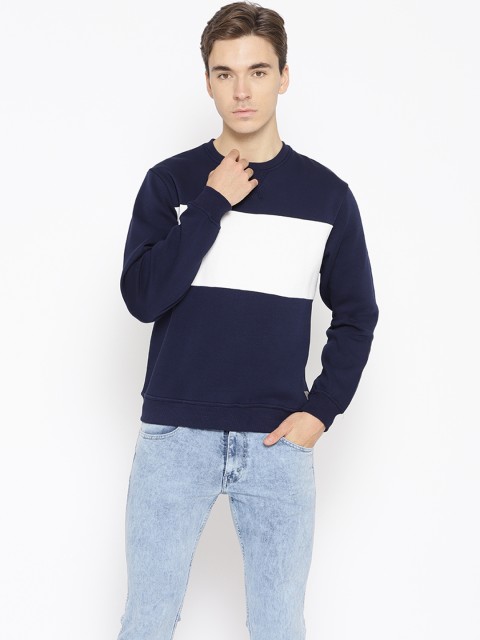 

Flying Machine Men Navy Blue & White Colourblocked Sweatshirt