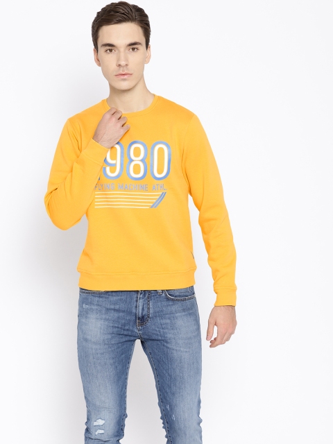 

Flying Machine Men Mustard Yellow Printed Sweatshirt