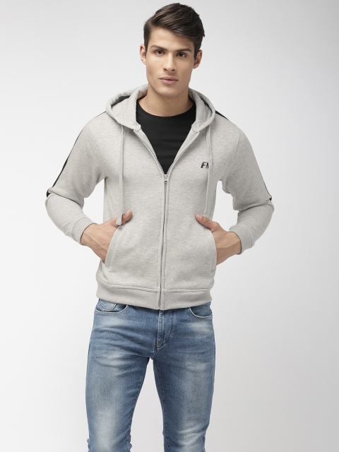 

Flying Machine Men Grey Solid Hooded Sweatshirt