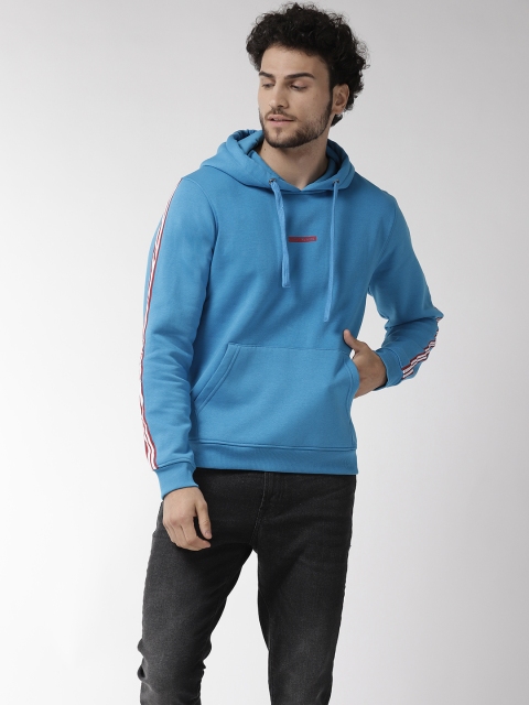 

Flying Machine Men Blue Solid Hooded Sweatshirt