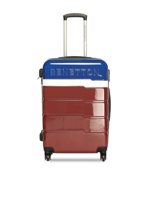 

United Colors of Benetton Unisex Maroon & Blue Colourblocked Trolley Suitcase