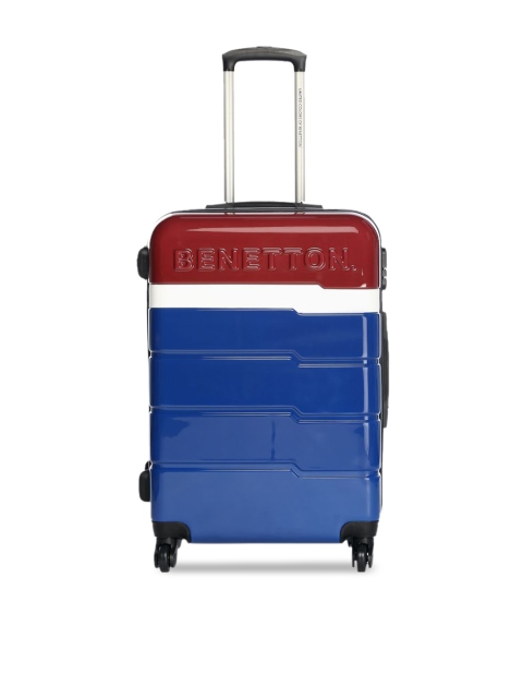 

United Colors of Benetton Unisex Blue & Red Colourblocked Trolley Suitcase, Multi
