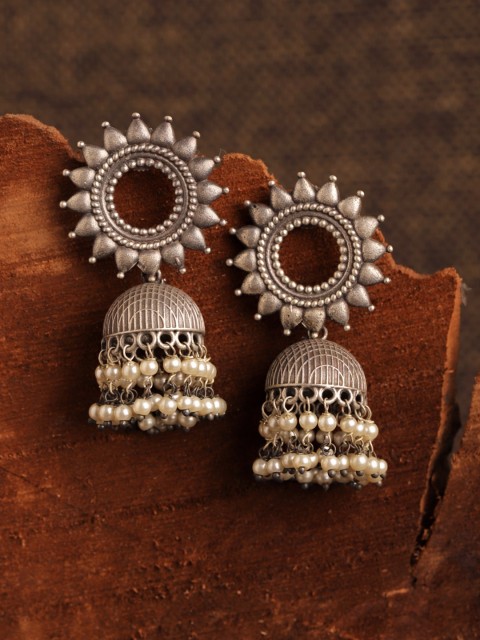 

Fabstreet Silver-Plated Dome Shaped Jhumkas