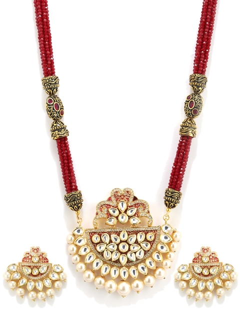

Fabstreet Women Gold-Plated & Multicoloured Embellished Jewellery Set