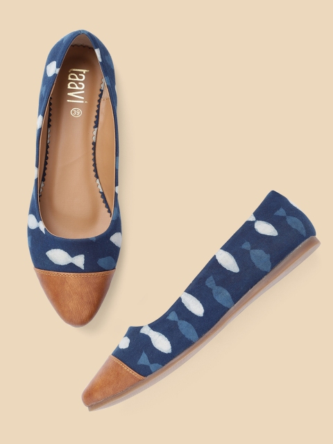 

Taavi Women Blue Handcrafted Printed Indigo Ballerinas