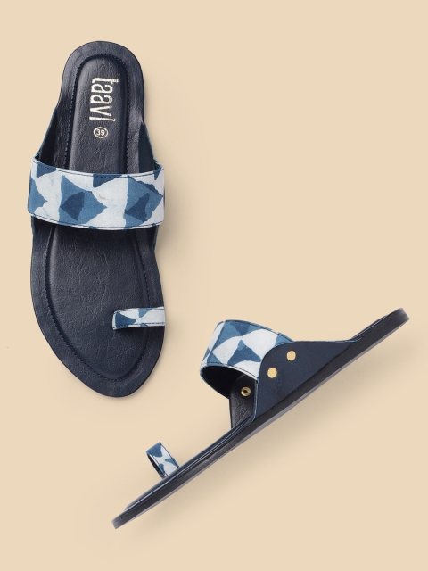 

Taavi Women Blue & Beige Printed One Toe Flats