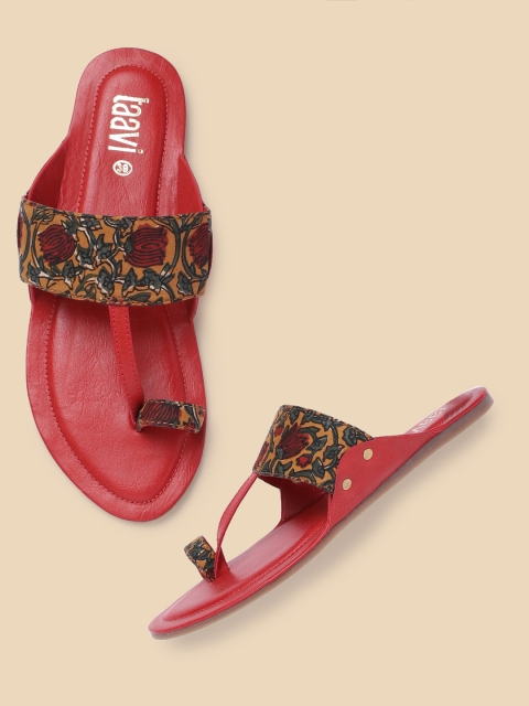 

Taavi Women Red & Brown Printed One Toe Flats