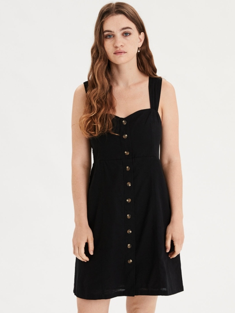 

AMERICAN EAGLE OUTFITTERS Women Solid Black Fit & Flare Dress