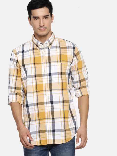 

AMERICAN EAGLE OUTFITTERS Men Yellow & White Slim Fit Checked Casual Shirt