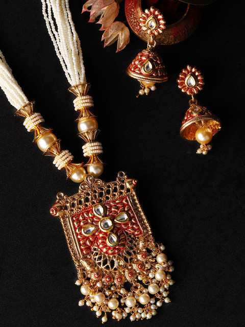 

Rubans Women Gold-Plated & White Pearl-Embellished Jewellery Set