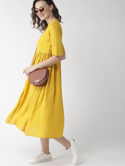 

Mast & Harbour Women Yellow Solid A-Line Dress